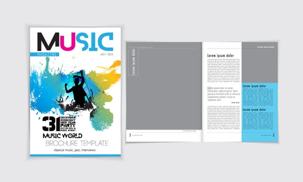 Plantilla de portada revista de música — Vector de stock