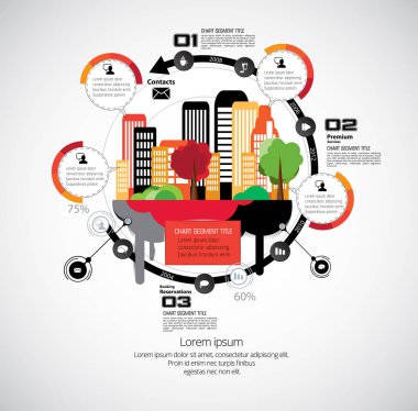 İş Infographic düzeni şehir arka plan ile