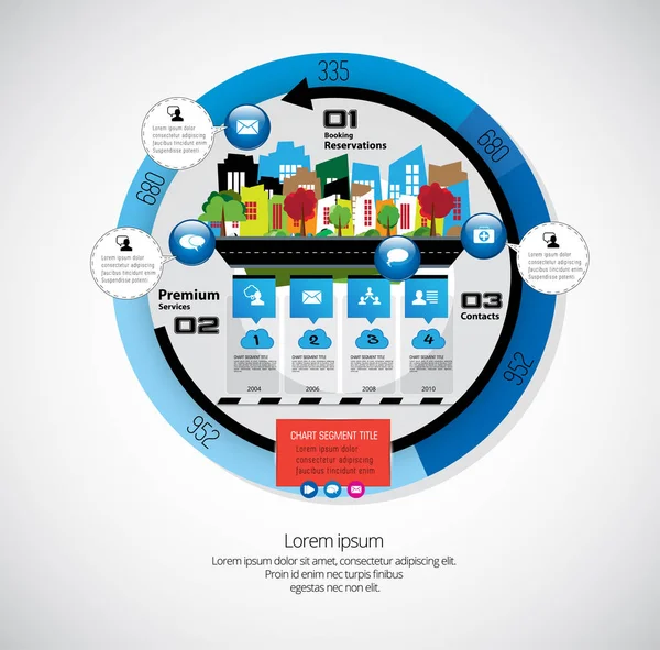 Biznesu infografiki układ z elementami miasta — Wektor stockowy