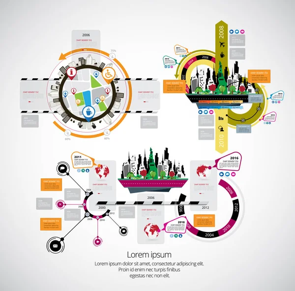 Infografiki szablony z miasta tło — Wektor stockowy