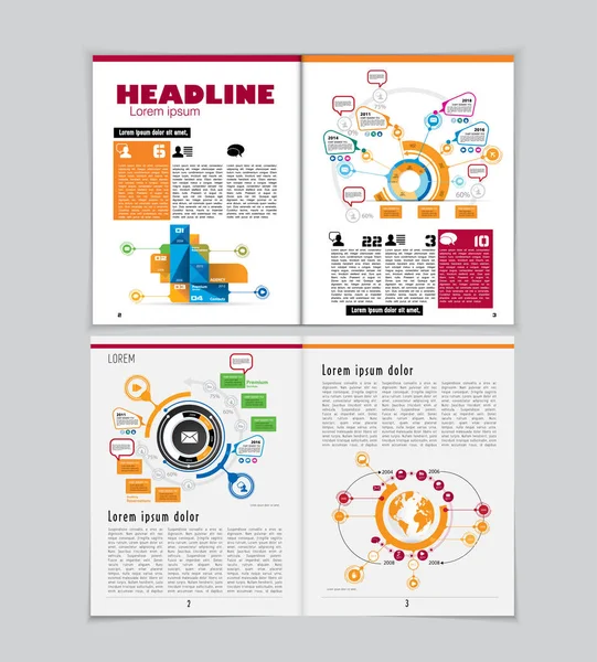 Business magazine lay-out met infographic elementen — Stockvector