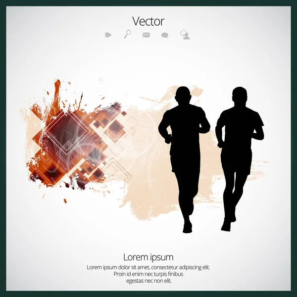 Silueta Los Corredores Maratón Ilustración — Vector de stock