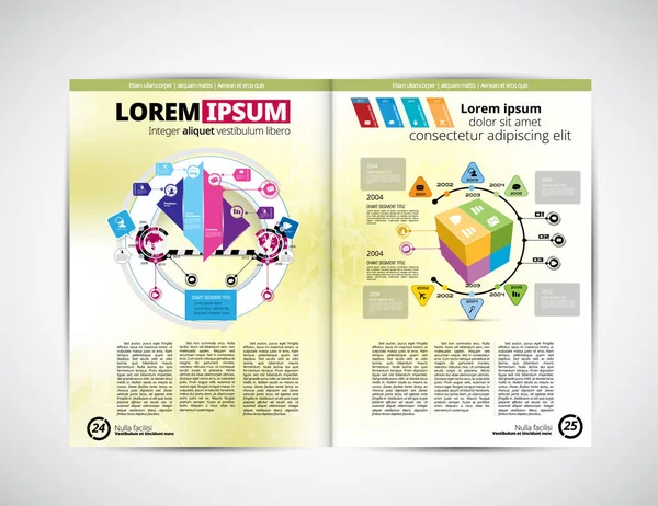 Макет Бизнес Журнала Инфографическими Элементами — стоковый вектор