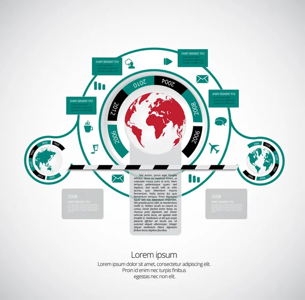 Infografica Moderna Business Con Mappa Del Mondo — Vettoriale Stock