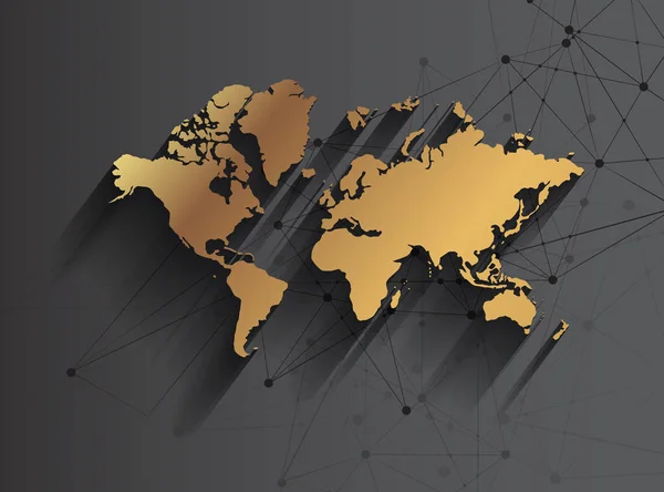 Mundo Mapa Dourado Ilustração Vetorial —  Vetores de Stock