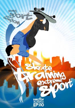 Aşırı kaykaycı Zıplama, vektör çizim silueti