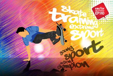 Aşırı kaykaycı Zıplama, vektör çizim silueti