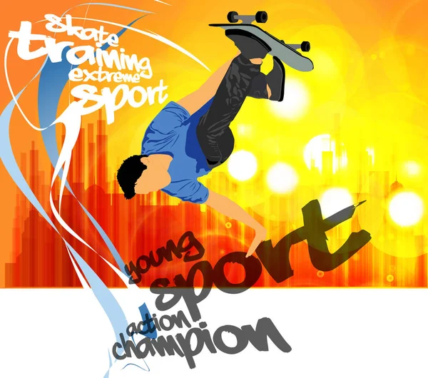 Aşırı kaykaycı Zıplama, vektör çizim silueti