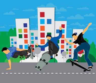 Kaykaycı atlamak, spor arka plan, vektör çizim.