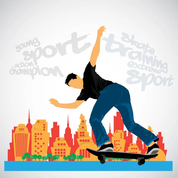 Salto Skate Fundo Esporte Ilustração Vetorial — Vetor de Stock