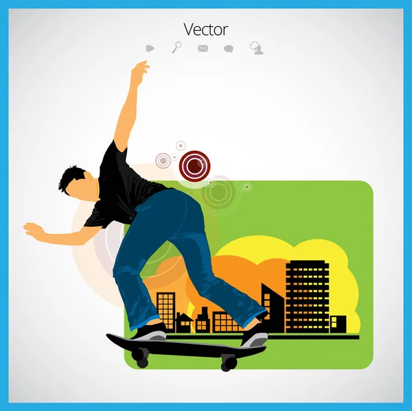 Salto Skateboarder Sfondo Sportivo Illustrazione Vettoriale — Vettoriale Stock