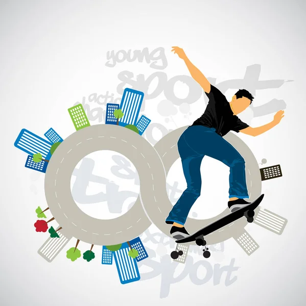 Salto Skate Fundo Esporte Ilustração Vetorial — Vetor de Stock