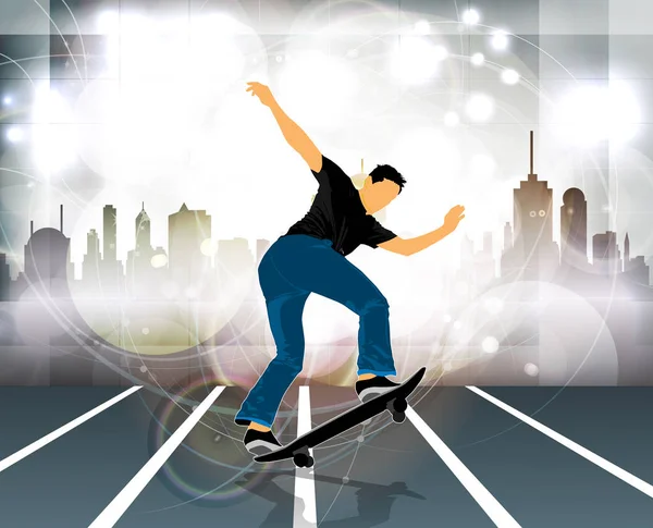 Skateboarder Springen Sport Hintergrund Vektorillustration — Stockvektor