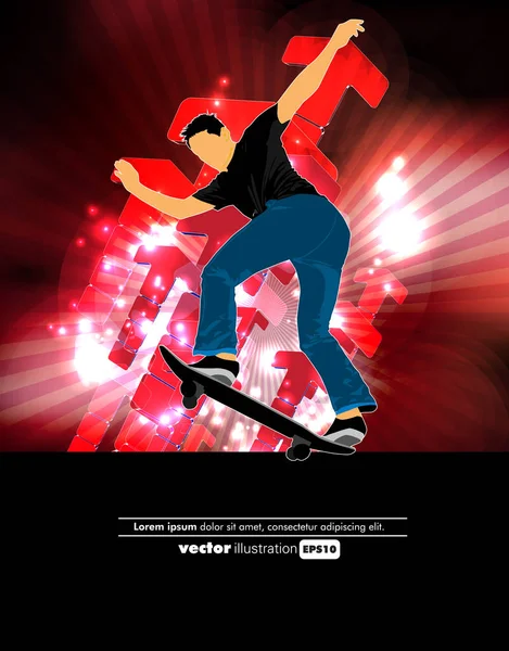 Skateboardista Skok Sportovní Zázemí Vektorové Ilustrace — Stockový vektor