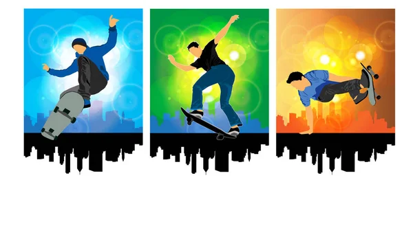 Skateboarder Jump Sport Background Vector Illustration — Stock Vector