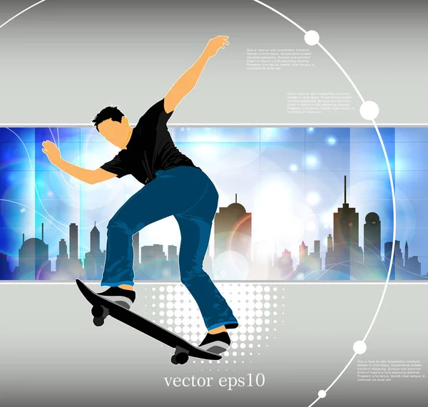 滑板跳跃 运动背景 矢量插图 — 图库矢量图片
