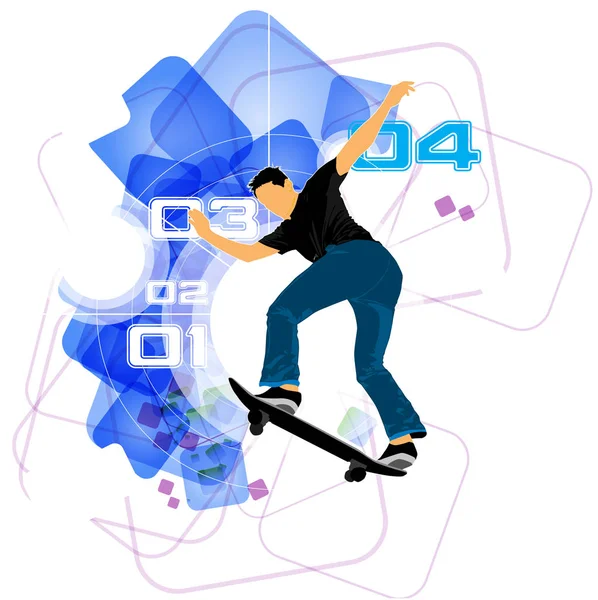 Skateboarder Jump Sport Background Vector Illustration — Stock Vector