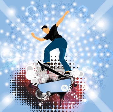 Kaykaycı, spor arka plan illüstrasyon vektör