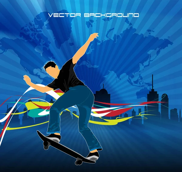 Skateboarder Sfondo Sportivo Illustrazione Vettoriale — Vettoriale Stock