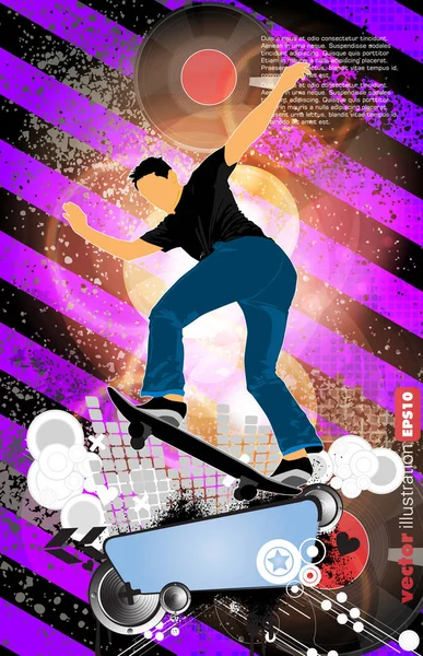Skateboarder Sport Background Vector Illustration — Stock Vector