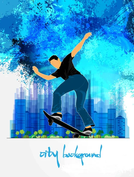 Skateboarder Sport Background Vector Illustration — Stock Vector