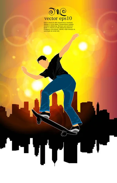 Sylwetka Skater Ilustracji Wektorowych — Wektor stockowy