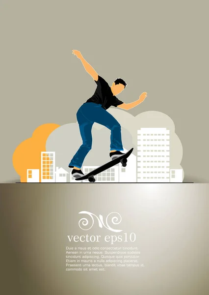 Silueta Skateboardista Vektorové Ilustrace — Stockový vektor