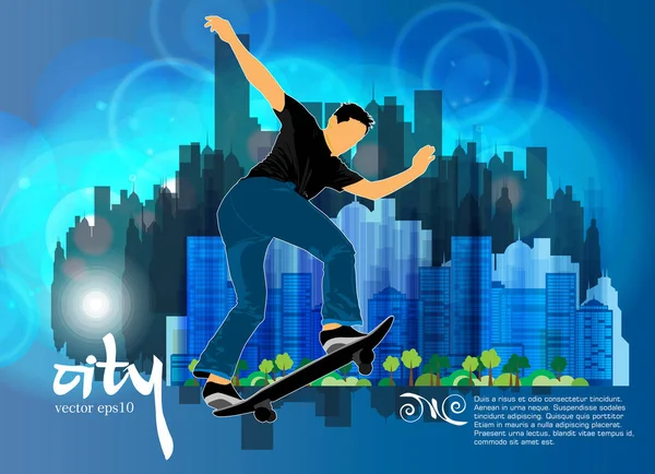 Silhouette Dello Skateboarder Illustrazione Vettoriale — Vettoriale Stock