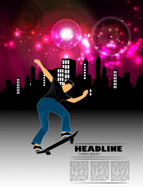 Skateboarder Saut Fond Sport — Image vectorielle