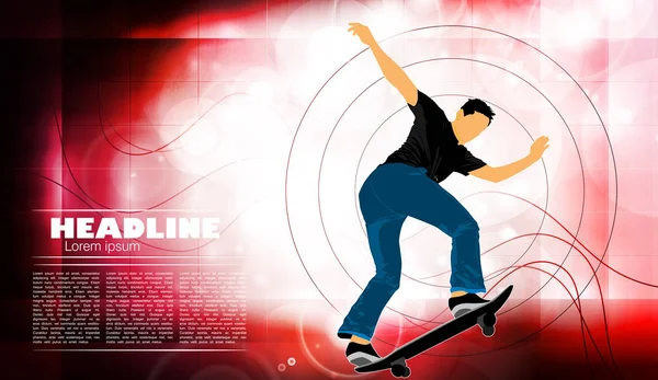 Skateboarder Jump Sport Background — Stock Vector