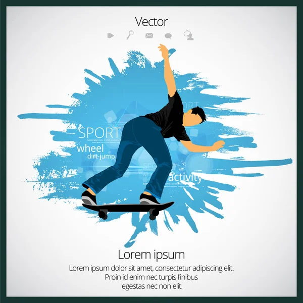 Skateboarder Salto Esporte Fundo — Vetor de Stock