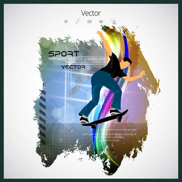 Skateboarder Salto Esporte Fundo — Vetor de Stock