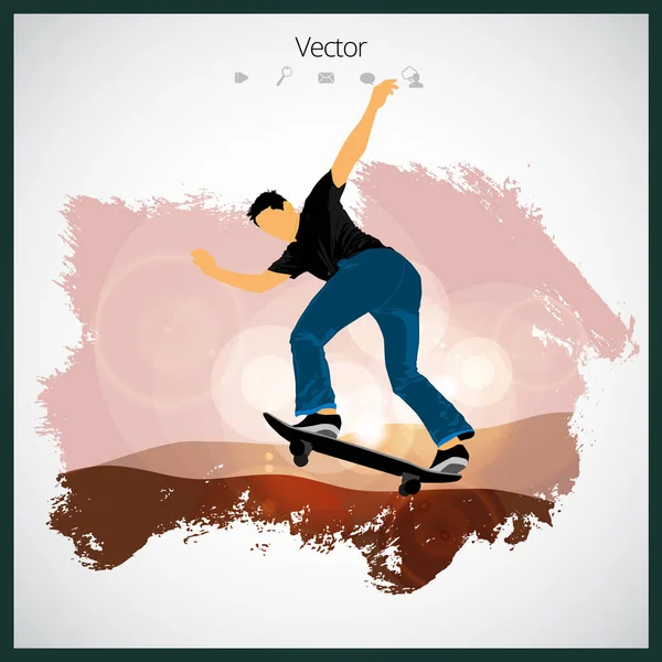 Salto Skateboarder Sfondo Sportivo — Vettoriale Stock