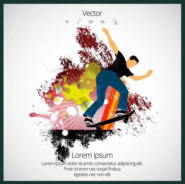 Salto Skateboarder Sfondo Sportivo — Vettoriale Stock