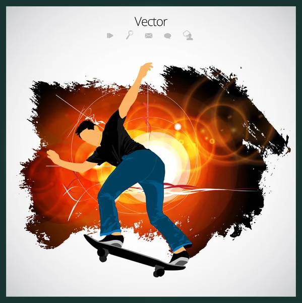 Skateboarder Salto Fondo Deportivo — Vector de stock