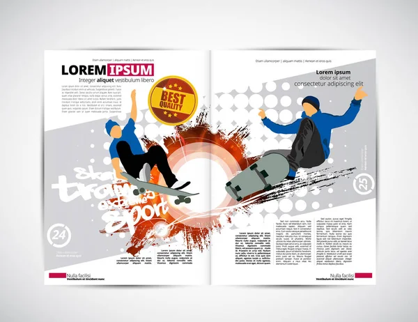 Diseño Revista Sport Con Truco Skate — Vector de stock
