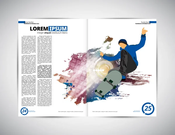Diseño Revista Sport Con Truco Skate — Vector de stock