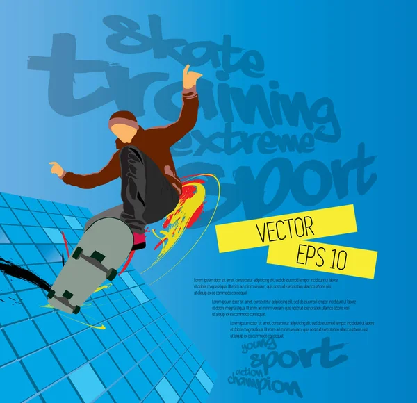 Skateboarder Springen Sport Hintergrund — Stockvektor