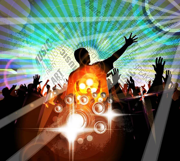 Gente Bailando Gran Evento Musical — Vector de stock