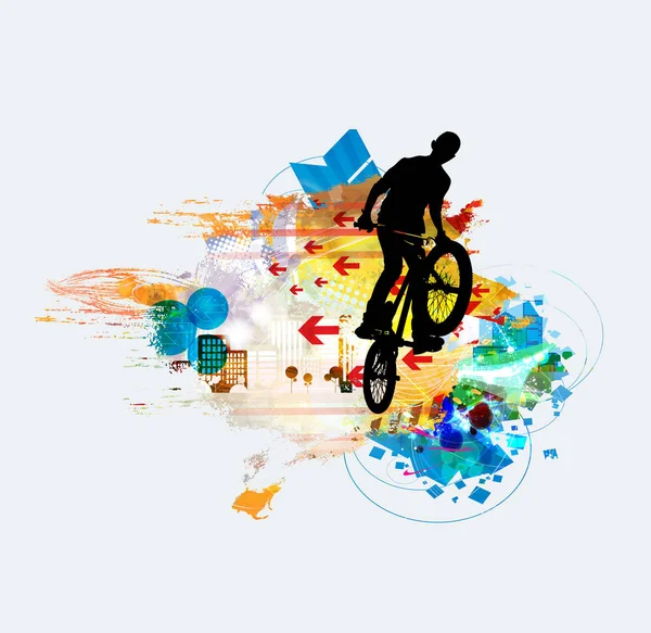 自転車ジャンパー ベクトル イラストのシルエット — ストックベクタ