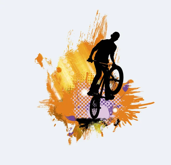 Bisiklet Jumper Vektör Çizim Silueti — Stok Vektör