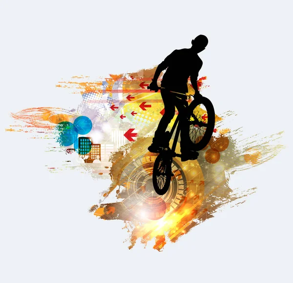 Silhouette Bicycle Jumper Vector Illustration — Stock Vector