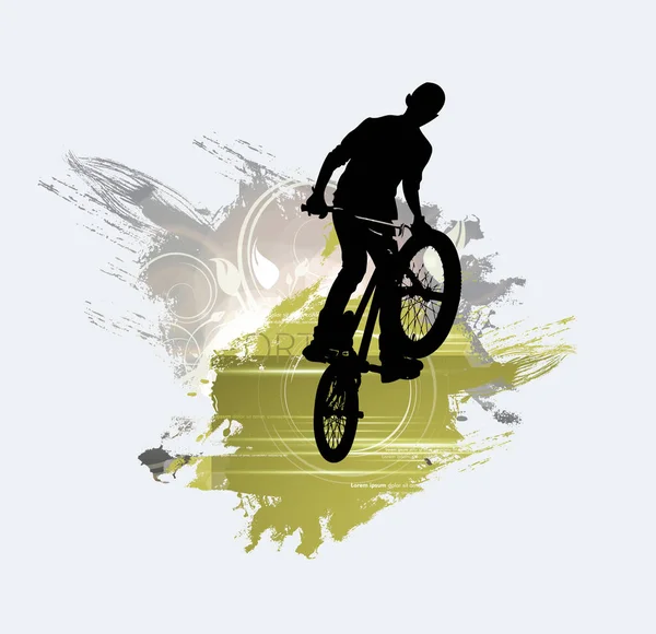 Silhouette Eines Fahrradspringers Vektorillustration — Stockvektor