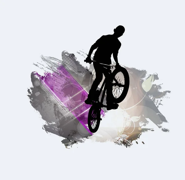 Silhouette Eines Fahrradspringers Vektorillustration — Stockvektor