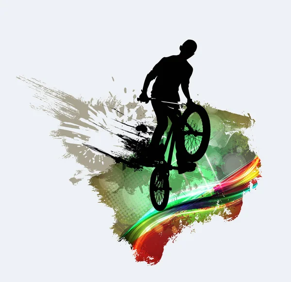 Silhouette Eines Fahrradspringers Vektorillustration — Stockvektor
