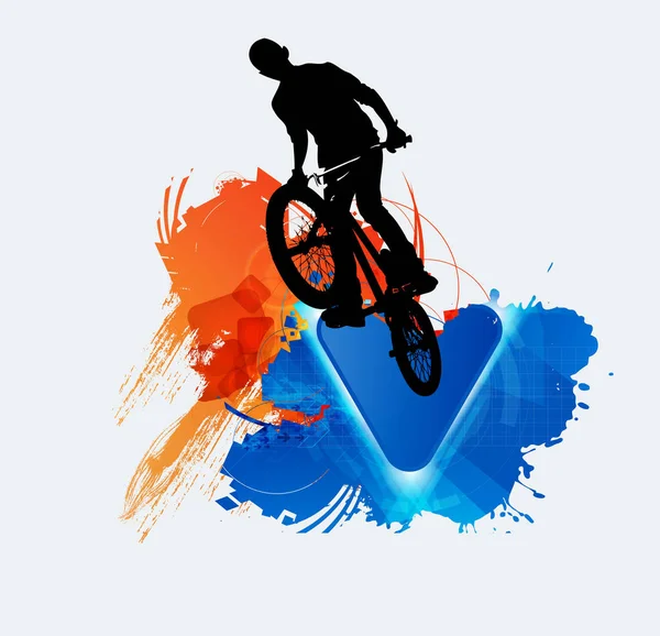 Silhouette Bicycle Jumper Vector Illustration — Stock Vector