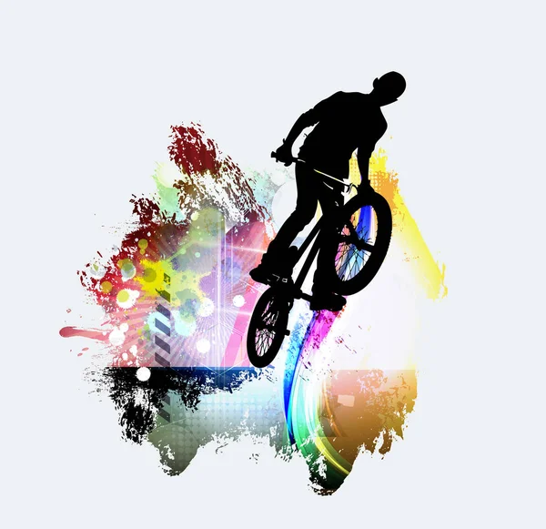 Silhouette Eines Fahrradspringers Vektorillustration — Stockvektor