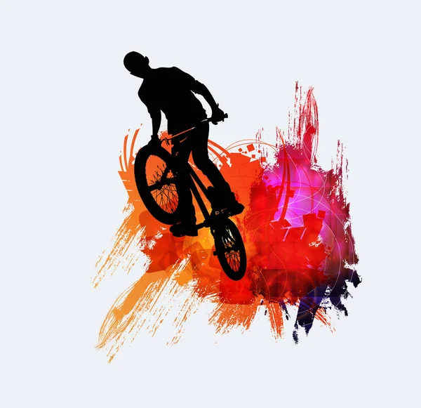 Silhouette Bicycle Jumper Vector Illustration — Stock Vector