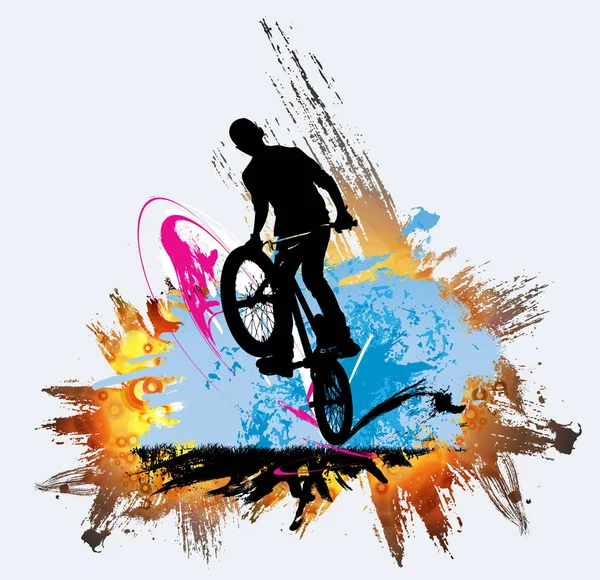 Jumper Bicicleta Fundo Esporte —  Vetores de Stock