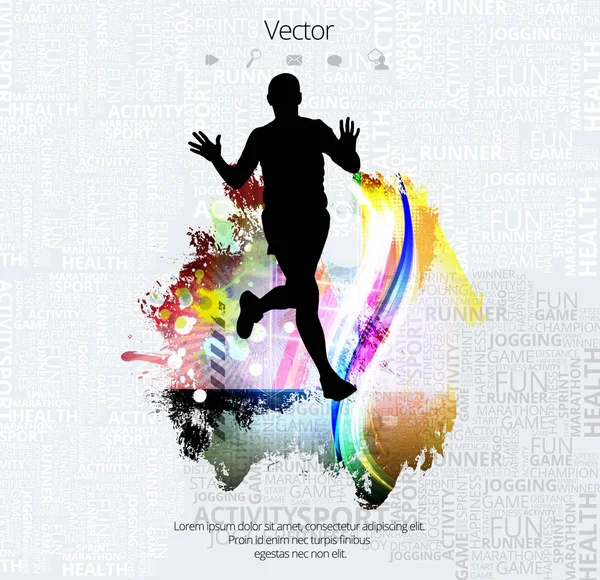 Silhouet Van Marathonloper Vectorillustratie — Stockvector